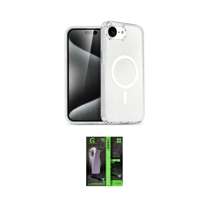 ieg™ iPhone 16E Kılıf Nova Asil Prime - Şeffaf 360 Full Body Arka Koruyucu