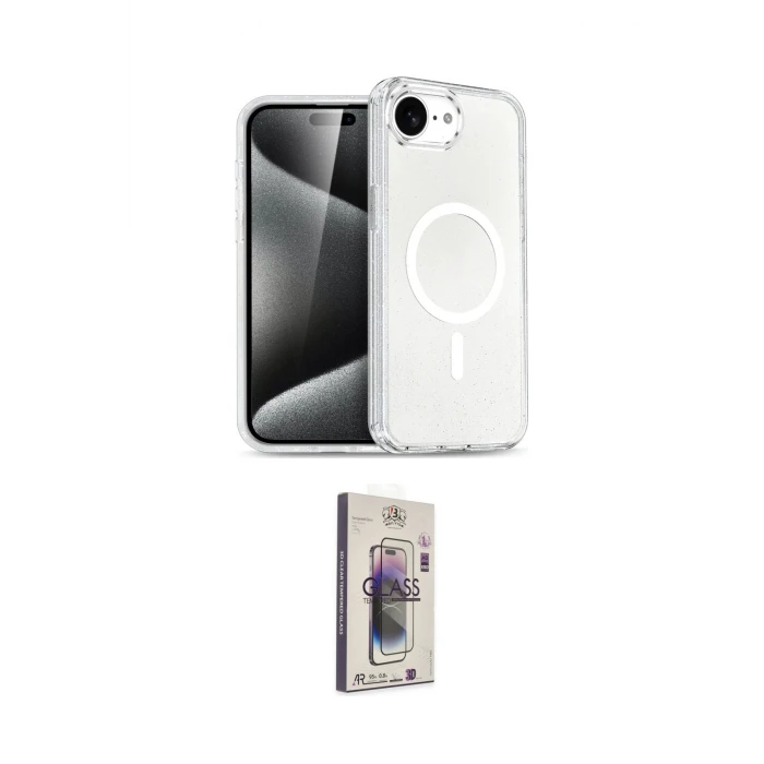 ieg™ iPhone 16E Kılıf Nova Asil Prime - Siyah Bilvis 3D Cam Ekran Koruyucu