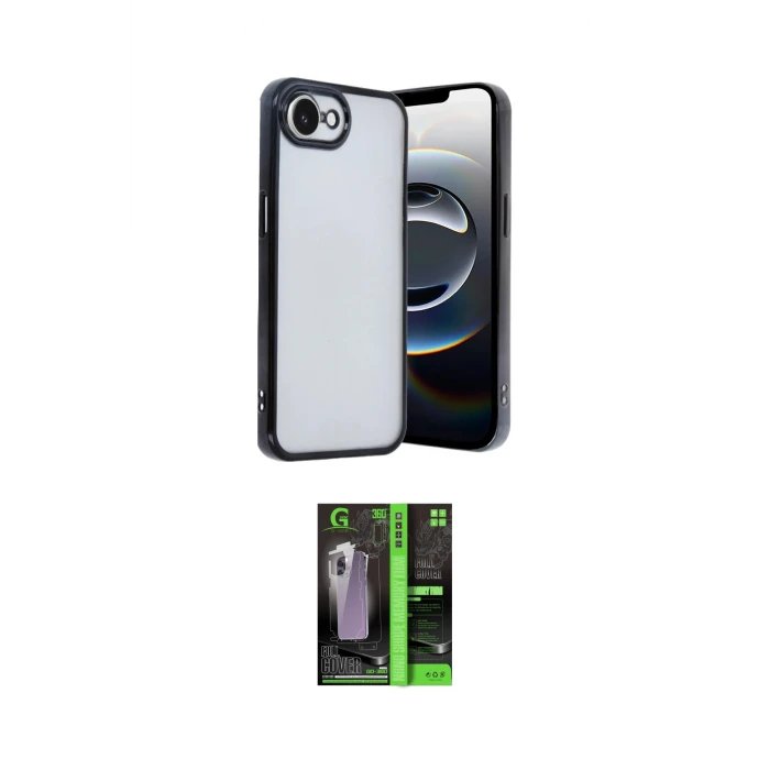 ieg™ iPhone 16E Kılıf Vadi Minimal - Şeffaf 360 Full Body Arka Koruyucu