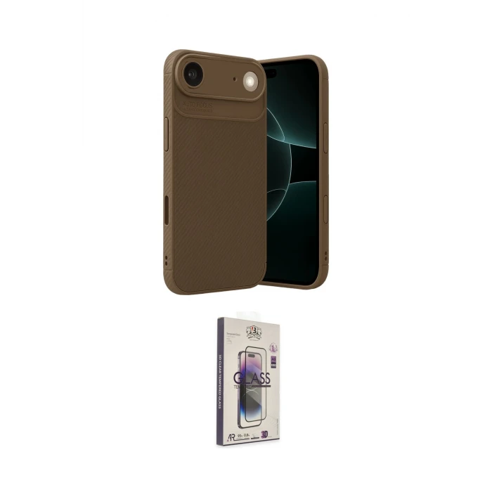 ieg™ iPhone 17 Air Kılıf Eksen Form Prime - Siyah Bilvis 3D Cam Ekran Koruyucu