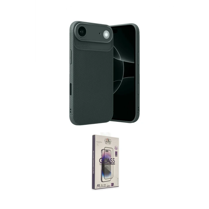 ieg™ iPhone 17 Air Kılıf Eksen Form Prime - Siyah Bilvis 3D Cam Ekran Koruyucu