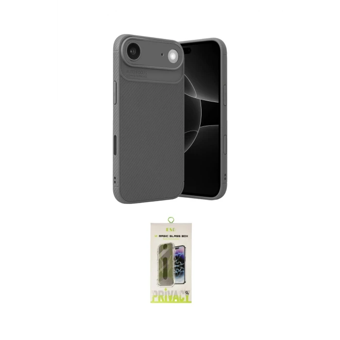 ieg™ iPhone 17 Air Kılıf Eksen Form Prime - Siyah Joko Magic 5D Hayalet Cam