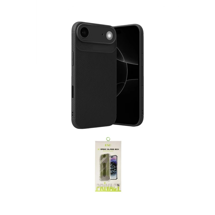 ieg™ iPhone 17 Air Kılıf Eksen Form Prime - Siyah Joko Magic 5D Hayalet Cam