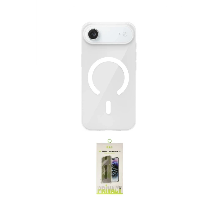 ieg™ iPhone 17 Air Kılıf Pusula Form Özel Seri - Siyah Joko Magic 5D Hayalet Cam