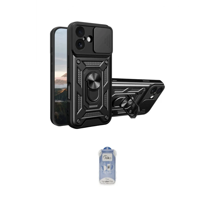 ieg™ iPhone 17 Kılıf Ahenk Klasik - Siyah Joko Magic 5D Cam