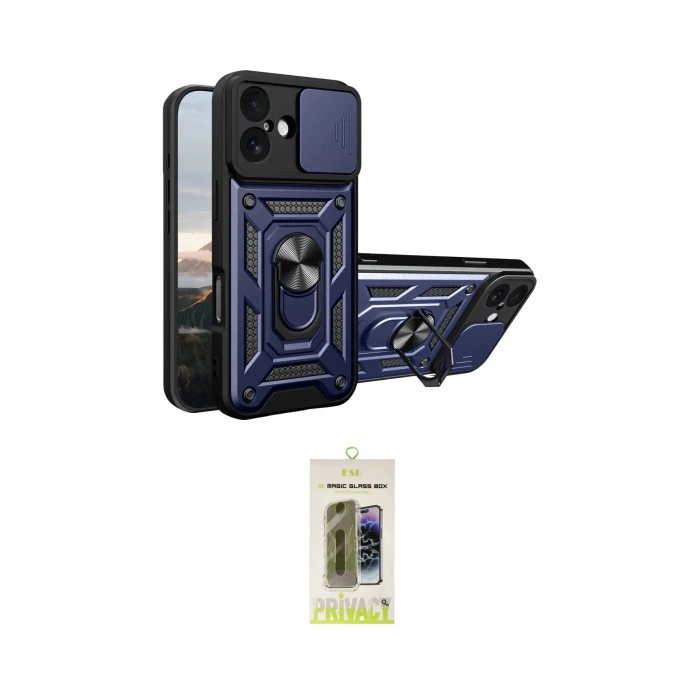 ieg™ iPhone 17 Kılıf Ahenk Klasik - Siyah Joko Magic 5D Hayalet Cam