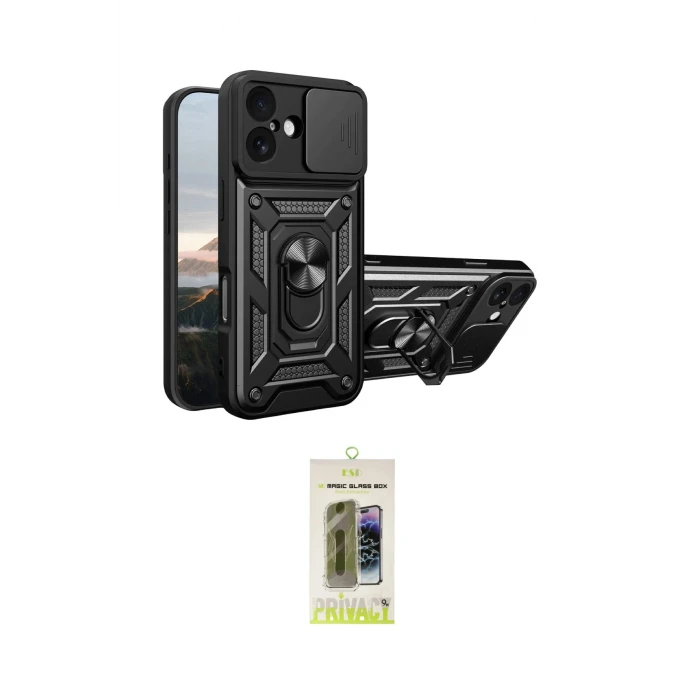 ieg™ iPhone 17 Kılıf Ahenk Klasik - Siyah Joko Magic 5D Hayalet Cam