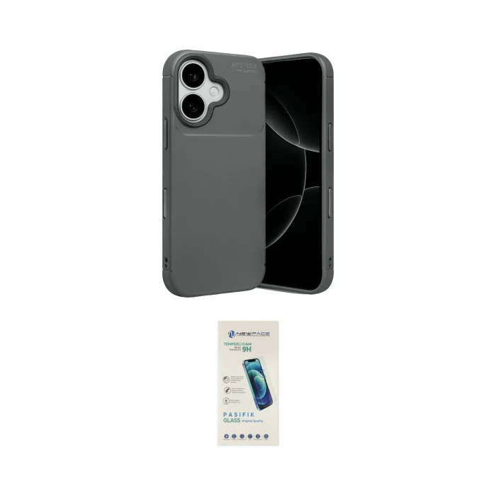 ieg™ iPhone 17 Kılıf Eksen Form Prime - Şeffaf Pasifik Cam Ekran Koruyucu