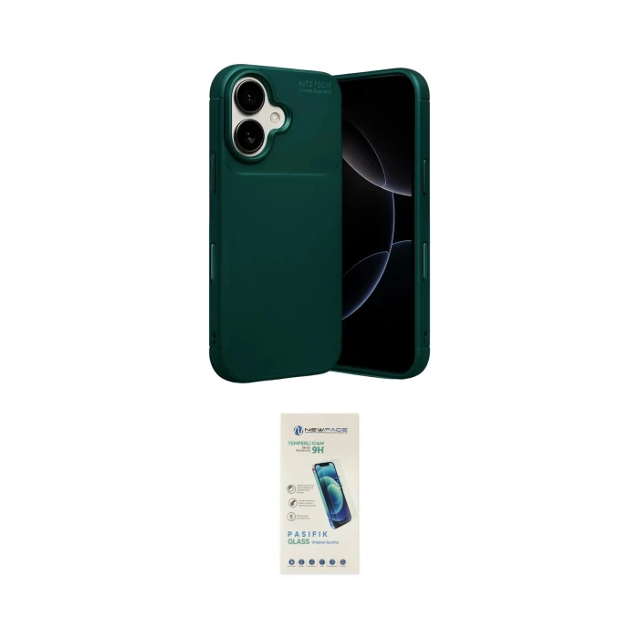 ieg™ iPhone 17 Kılıf Eksen Form Prime - Şeffaf Pasifik Cam Ekran Koruyucu