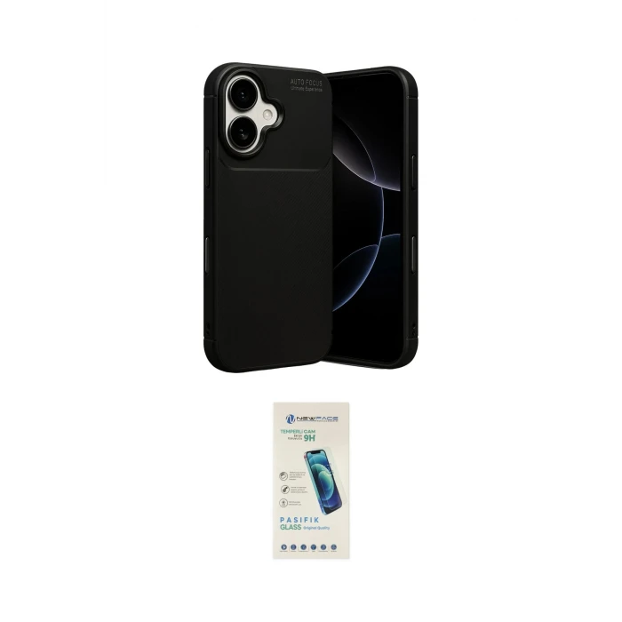 ieg™ iPhone 17 Kılıf Eksen Form Prime - Şeffaf Pasifik Cam Ekran Koruyucu