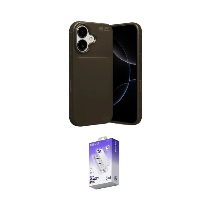 ieg™ iPhone 17 Kılıf Eksen Form Prime - Siyah Bilvis 5in1 3D Magic Cam Ekran Koruyucu