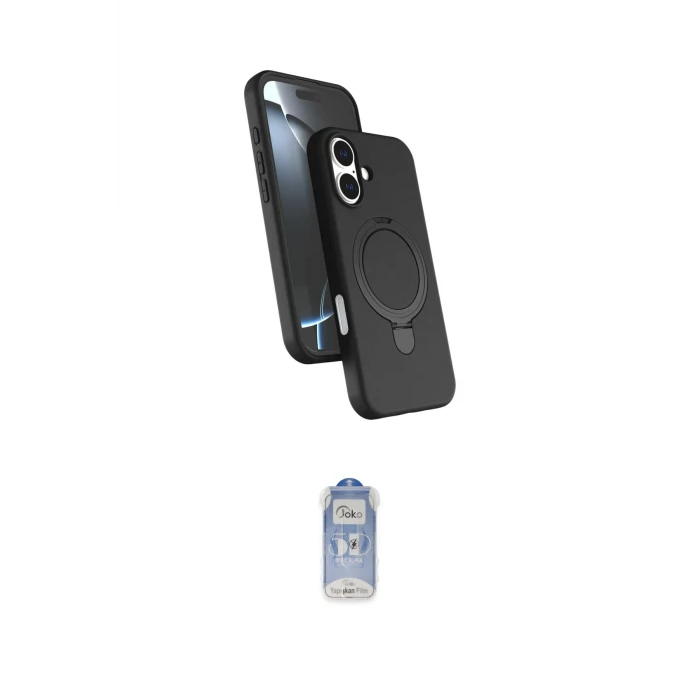 ieg™ iPhone 17 Kılıf İz Işık Koleksiyonu - Siyah Joko Magic 5D Cam