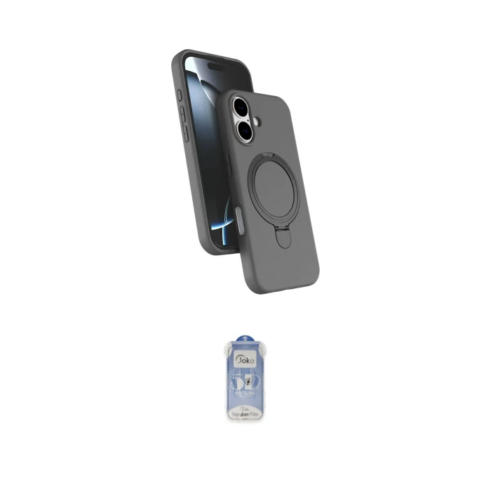 ieg™ iPhone 17 Kılıf İz Işık Koleksiyonu - Siyah Joko Magic 5D Cam