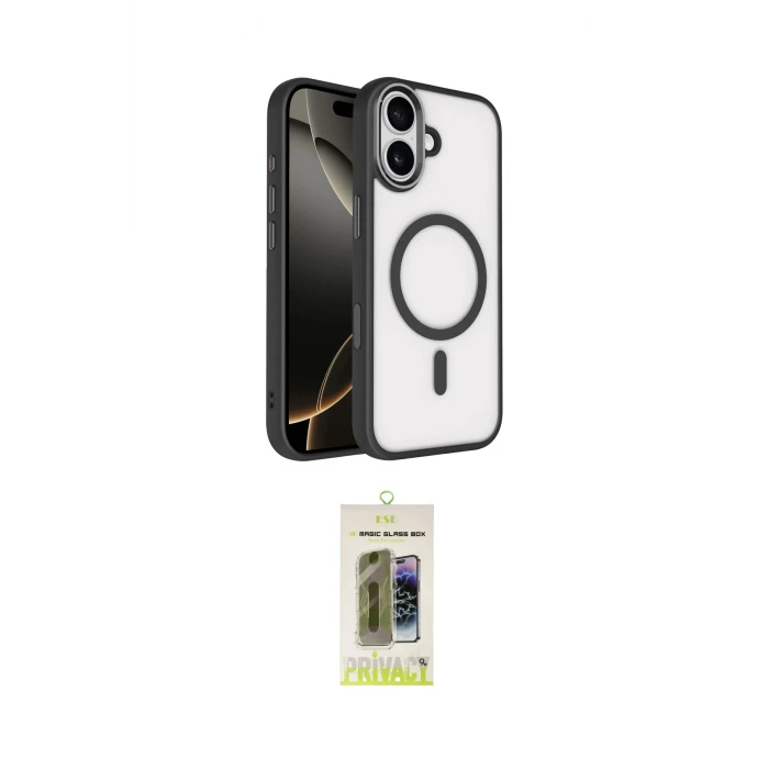 ieg™ iPhone 17 Kılıf Kıvılcım Prime - Siyah Joko Magic 5D Hayalet Cam
