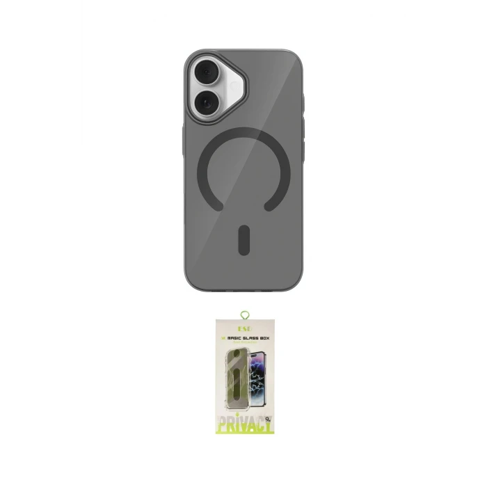 ieg™ iPhone 17 Kılıf Pusula Form Özel Seri - Siyah Joko Magic 5D Hayalet Cam