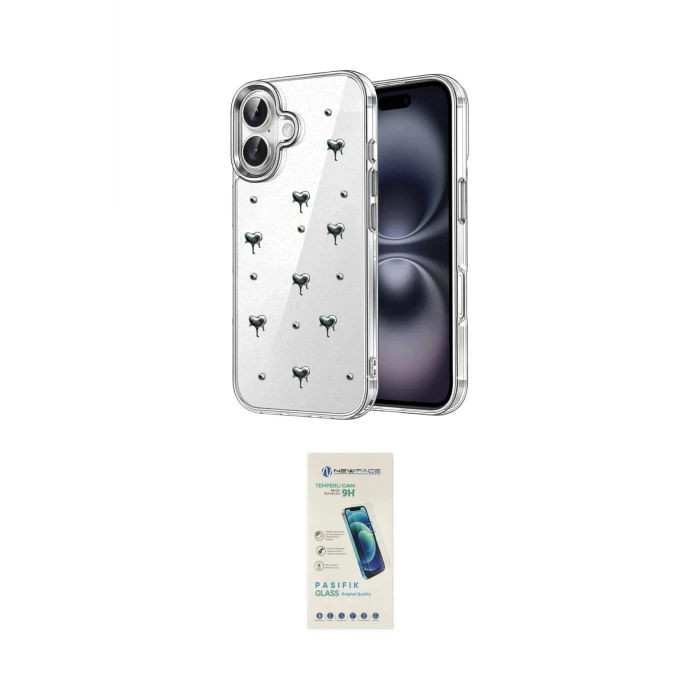 ieg™ iPhone 17 Kılıf Yörünge Form - Şeffaf Pasifik Cam Ekran Koruyucu