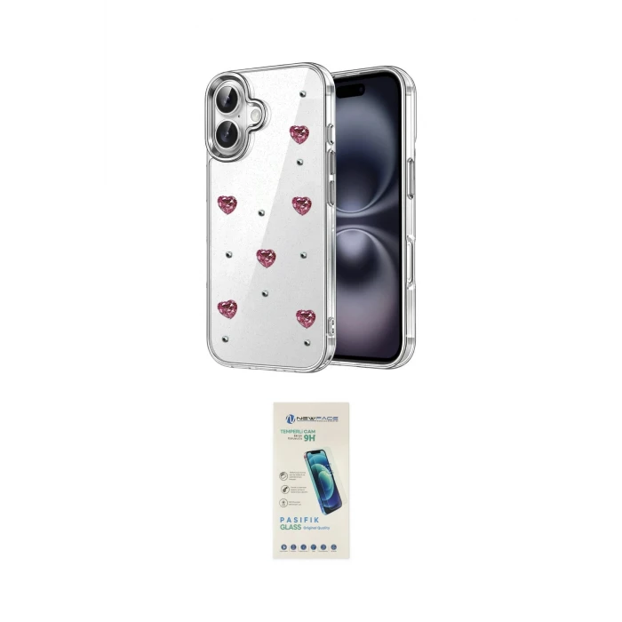 ieg™ iPhone 17 Kılıf Yörünge Form - Şeffaf Pasifik Cam Ekran Koruyucu