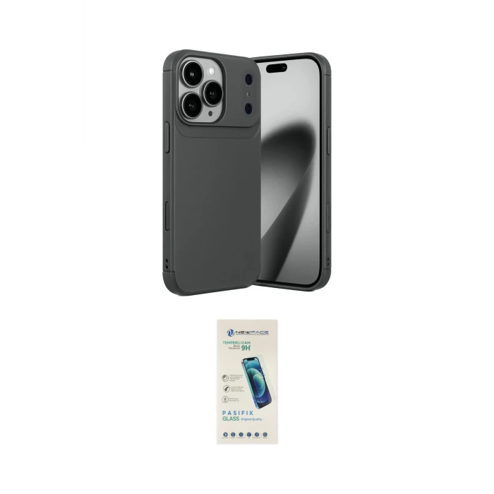 ieg™ iPhone 17 Pro Kılıf Eksen Form Prime - Şeffaf Pasifik Cam Ekran Koruyucu