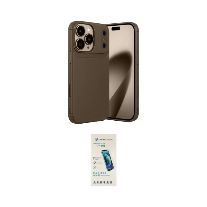 ieg™ iPhone 17 Pro Kılıf Eksen Form Prime - Şeffaf Pasifik Cam Ekran Koruyucu