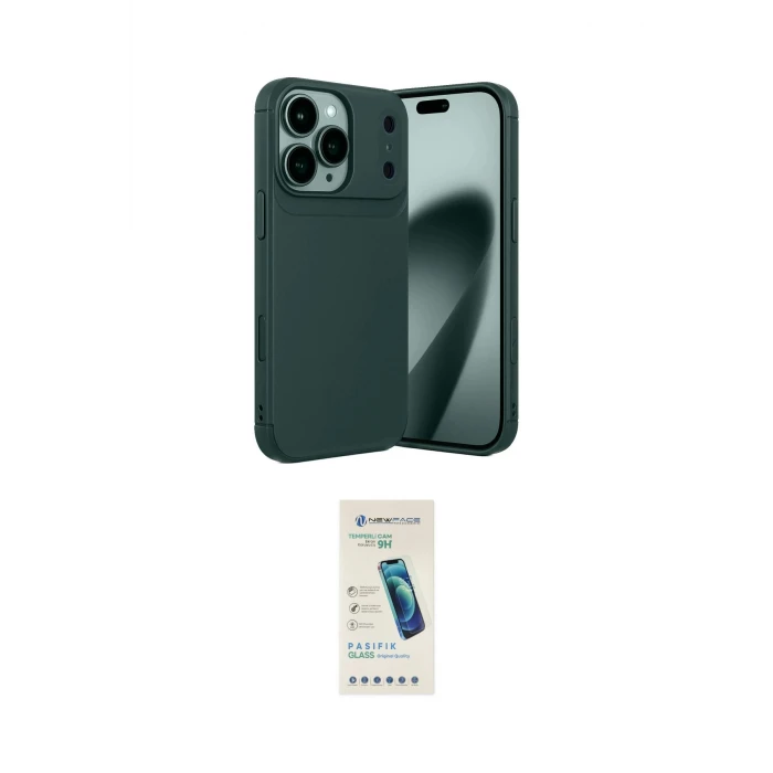 ieg™ iPhone 17 Pro Kılıf Eksen Form Prime - Şeffaf Pasifik Cam Ekran Koruyucu