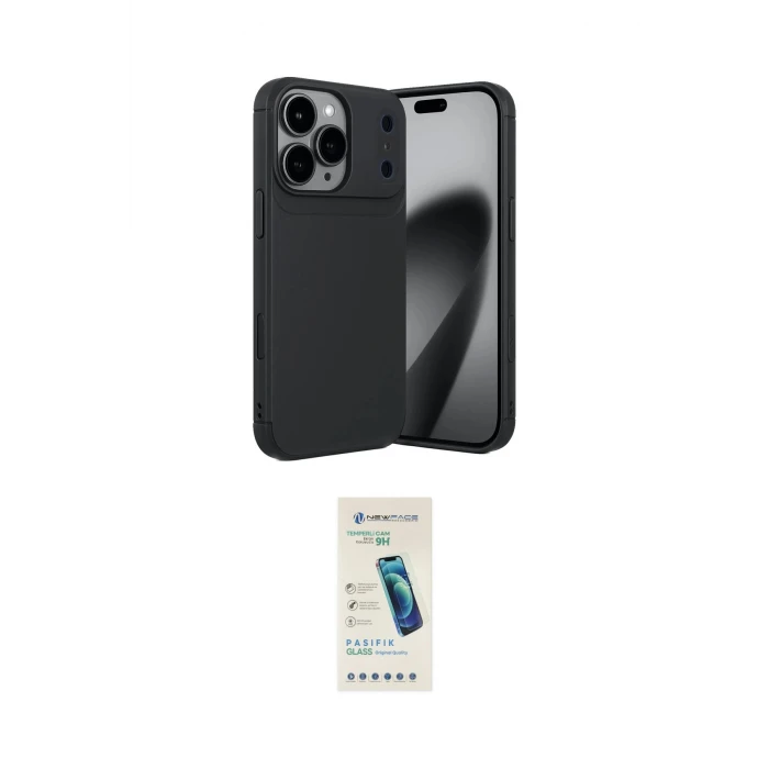 ieg™ iPhone 17 Pro Kılıf Eksen Form Prime - Şeffaf Pasifik Cam Ekran Koruyucu