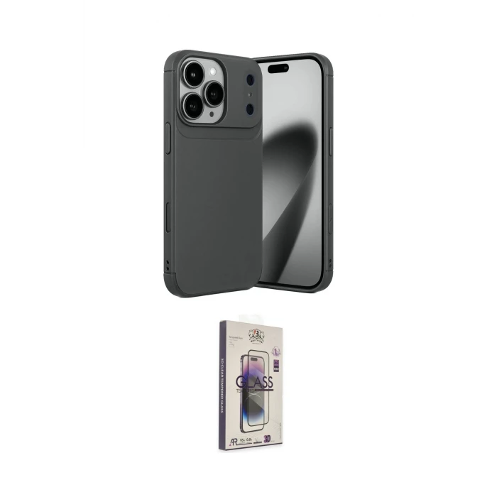 ieg™ iPhone 17 Pro Kılıf Eksen Form Prime - Siyah Bilvis 3D Cam Ekran Koruyucu