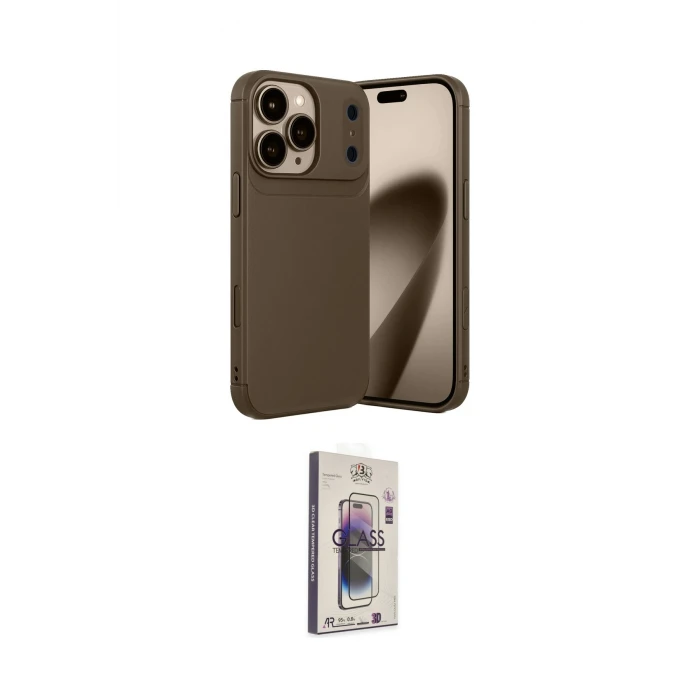 ieg™ iPhone 17 Pro Kılıf Eksen Form Prime - Siyah Bilvis 3D Cam Ekran Koruyucu