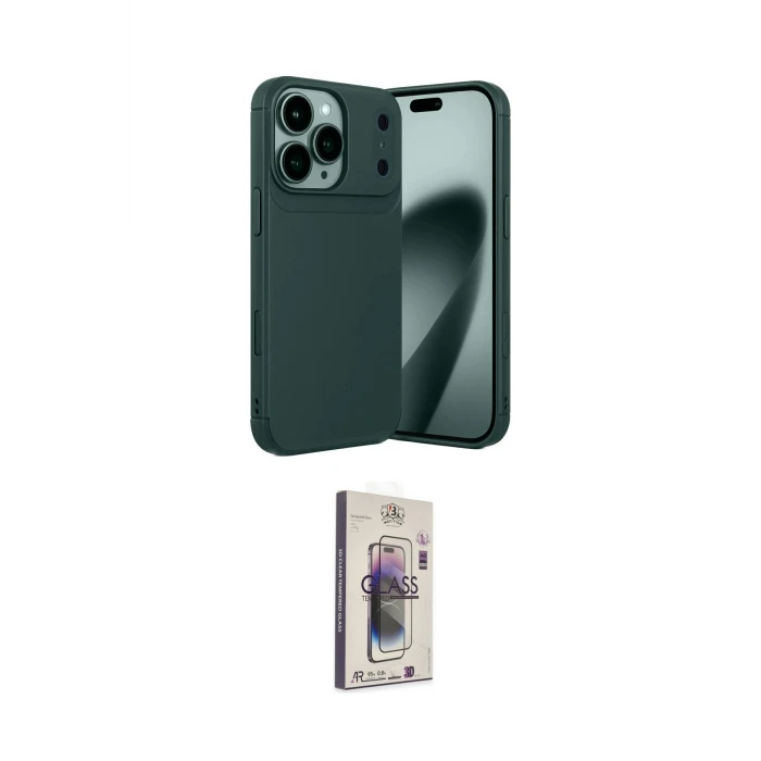 ieg™ iPhone 17 Pro Kılıf Eksen Form Prime - Siyah Bilvis 3D Cam Ekran Koruyucu