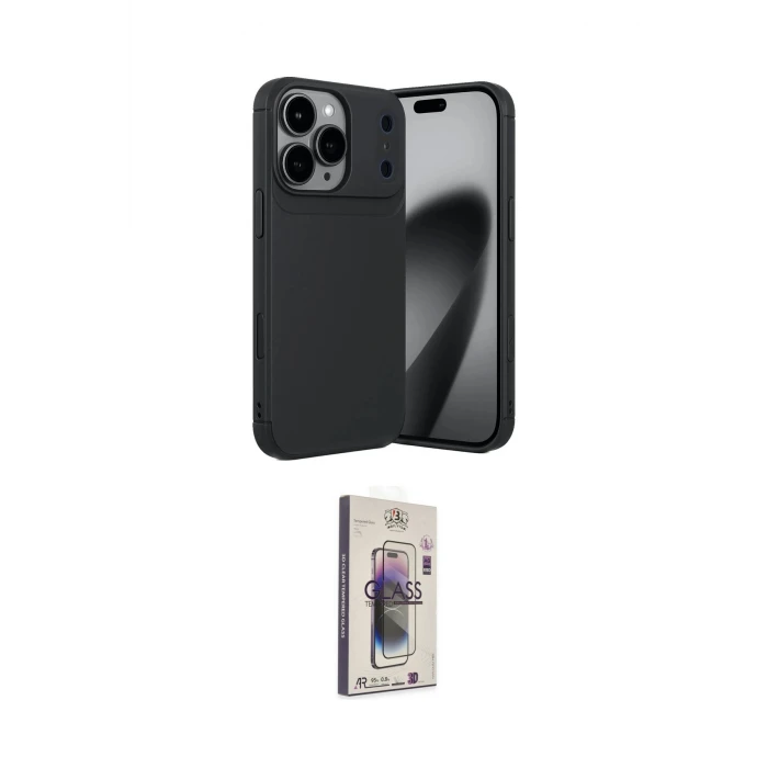 ieg™ iPhone 17 Pro Kılıf Eksen Form Prime - Siyah Bilvis 3D Cam Ekran Koruyucu