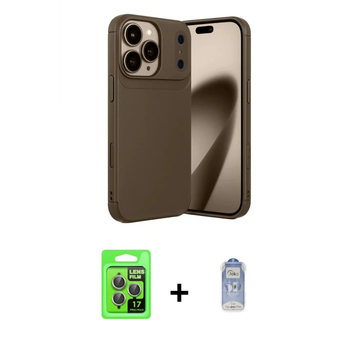 ieg™ iPhone 17 Pro Kılıf Eksen Form Prime - Siyah Joko Magic 5D Cam + Raze Metal Kamera Lens - GI