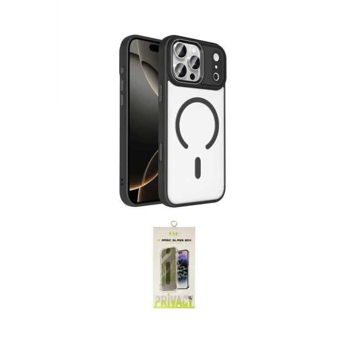 ieg™ iPhone 17 Pro Kılıf Kıvılcım Prime - Siyah Joko Magic 5D Hayalet Cam