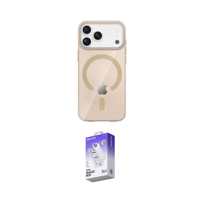 ieg™ iPhone 17 Pro Kılıf Pusula Form Özel Seri - Siyah Bilvis 5in1 3D Magic Cam Ekran Koruyucu