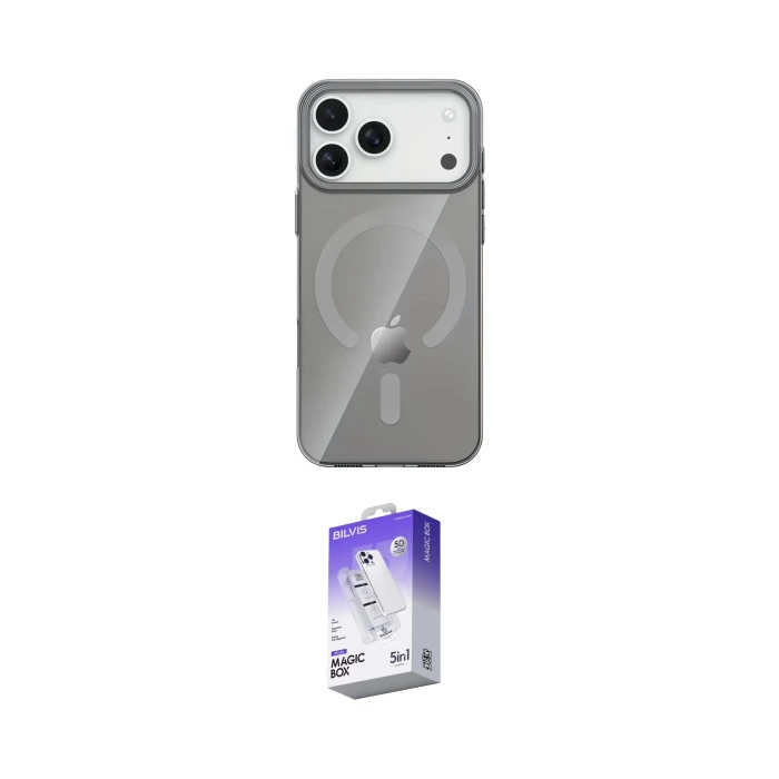 ieg™ iPhone 17 Pro Kılıf Pusula Form Özel Seri - Siyah Bilvis 5in1 3D Magic Cam Ekran Koruyucu
