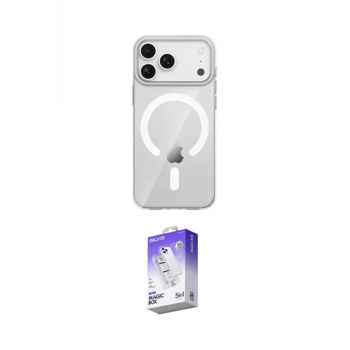 ieg™ iPhone 17 Pro Kılıf Pusula Form Özel Seri - Siyah Bilvis 5in1 3D Magic Cam Ekran Koruyucu