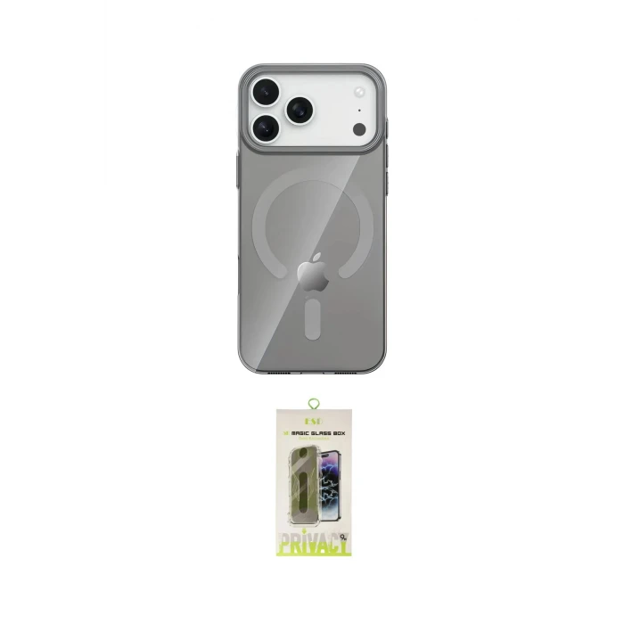 ieg™ iPhone 17 Pro Kılıf Pusula Form Özel Seri - Siyah Joko Magic 5D Hayalet Cam