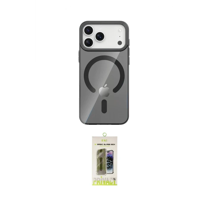 ieg™ iPhone 17 Pro Kılıf Pusula Form Özel Seri - Siyah Joko Magic 5D Hayalet Cam