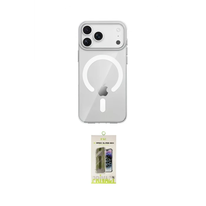 ieg™ iPhone 17 Pro Kılıf Pusula Form Özel Seri - Siyah Joko Magic 5D Hayalet Cam