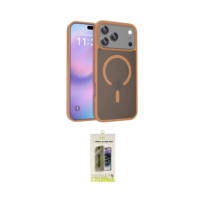 ieg™ iPhone 17 Pro Kılıf Siluet Minimal Prime - Siyah Joko Magic 5D Hayalet Cam