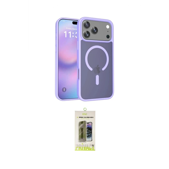ieg™ iPhone 17 Pro Kılıf Siluet Minimal Prime - Siyah Joko Magic 5D Hayalet Cam