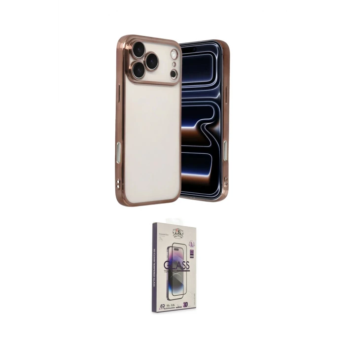 ieg™ iPhone 17 Pro Kılıf Vadi Minimal - Siyah Bilvis 3D Cam Ekran Koruyucu