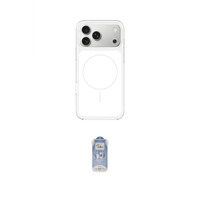 ieg™ iPhone 17 Pro Kılıf Yankı Minimal Serisi - Siyah Joko Magic 5D Cam