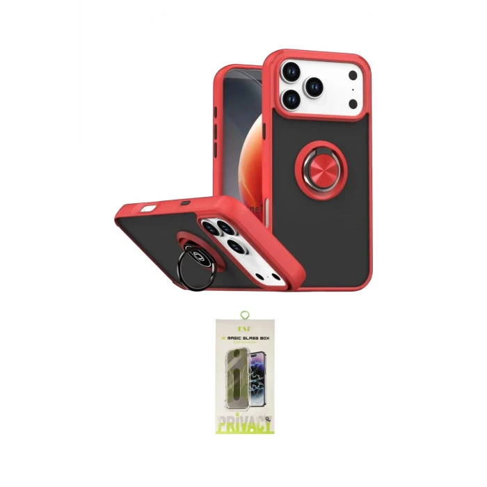 ieg™ iPhone 17 Pro Kılıf Yörünge Çizgi - Siyah Joko Magic 5D Hayalet Cam