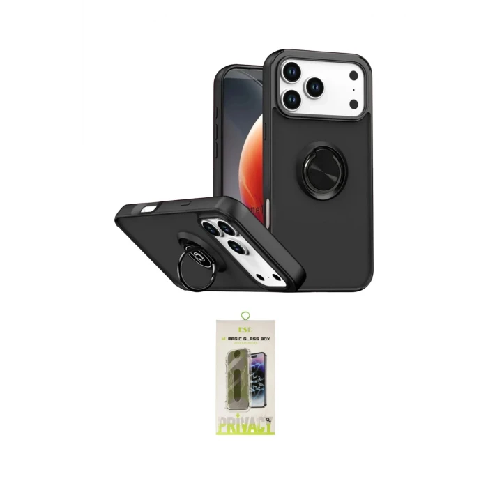 ieg™ iPhone 17 Pro Kılıf Yörünge Çizgi - Siyah Joko Magic 5D Hayalet Cam