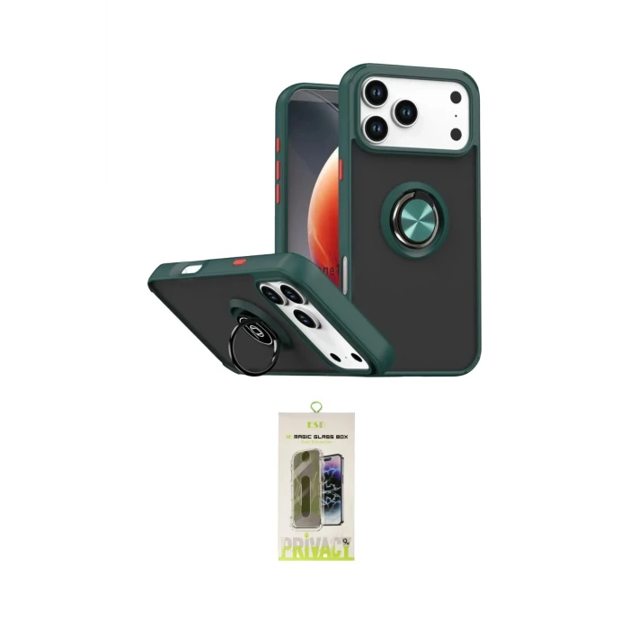 ieg™ iPhone 17 Pro Kılıf Yörünge Çizgi - Siyah Joko Magic 5D Hayalet Cam