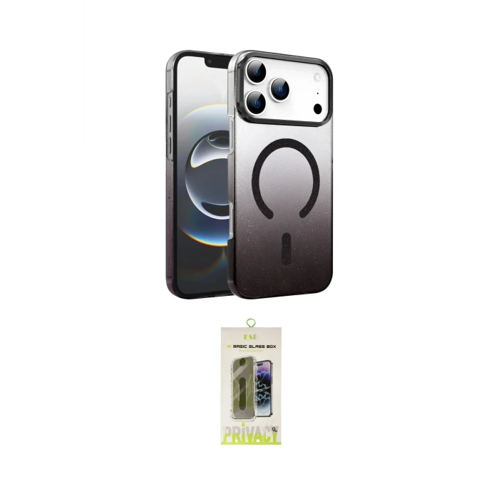 ieg™ iPhone 17 Pro Max Kılıf Ahenk Doku Özel Seri - Siyah Joko Magic 5D Hayalet Cam