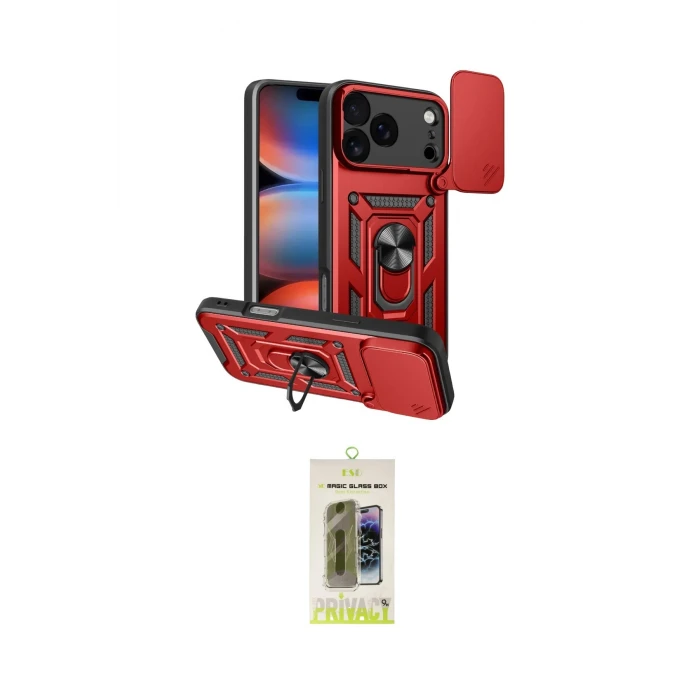 ieg™ iPhone 17 Pro Max Kılıf Ahenk Klasik - Siyah Joko Magic 5D Hayalet Cam