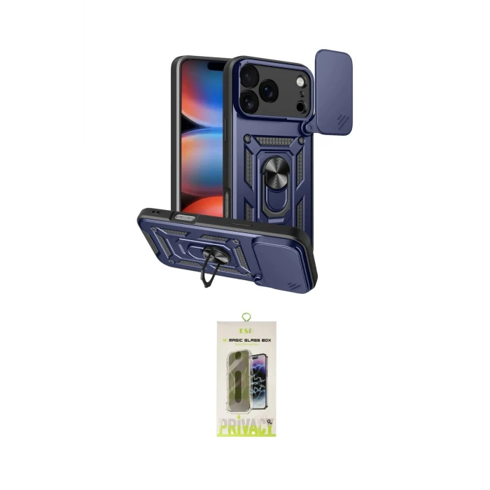 ieg™ iPhone 17 Pro Max Kılıf Ahenk Klasik - Siyah Joko Magic 5D Hayalet Cam