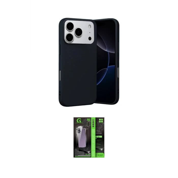 ieg™ iPhone 17 Pro Max Kılıf Ahenk Serisi - Siyah 360 Mat Full Body Arka Koruyucu