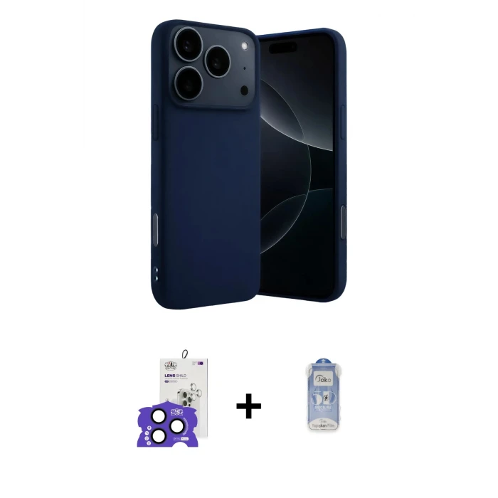 ieg™ iPhone 17 Pro Max Kılıf Ahenk Serisi - Siyah Joko Magic 5D Cam + Bilvis Titan Kamera Lens - LT