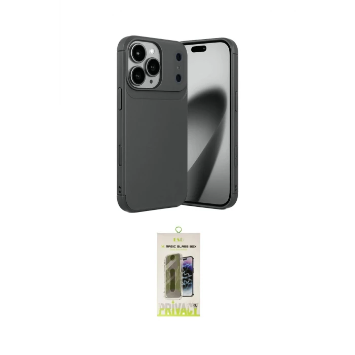 ieg™ iPhone 17 Pro Max Kılıf Eksen Form Prime - Siyah Joko Magic 5D Hayalet Cam